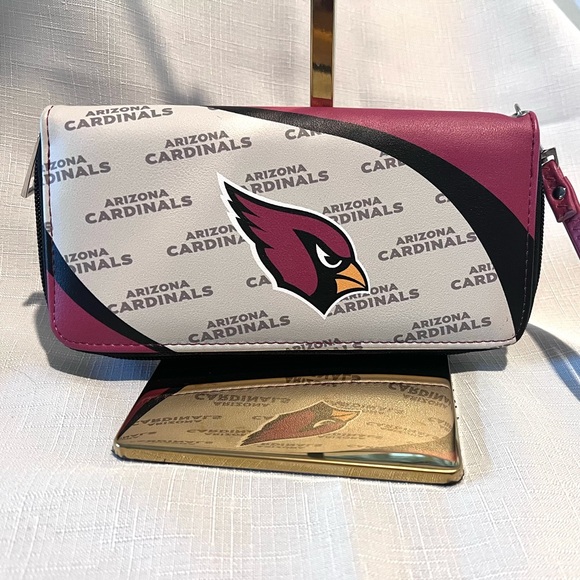 NFL Arizona Cardinals Wallet Clutch Black Red Cream NWOT - Picture 2 of 16